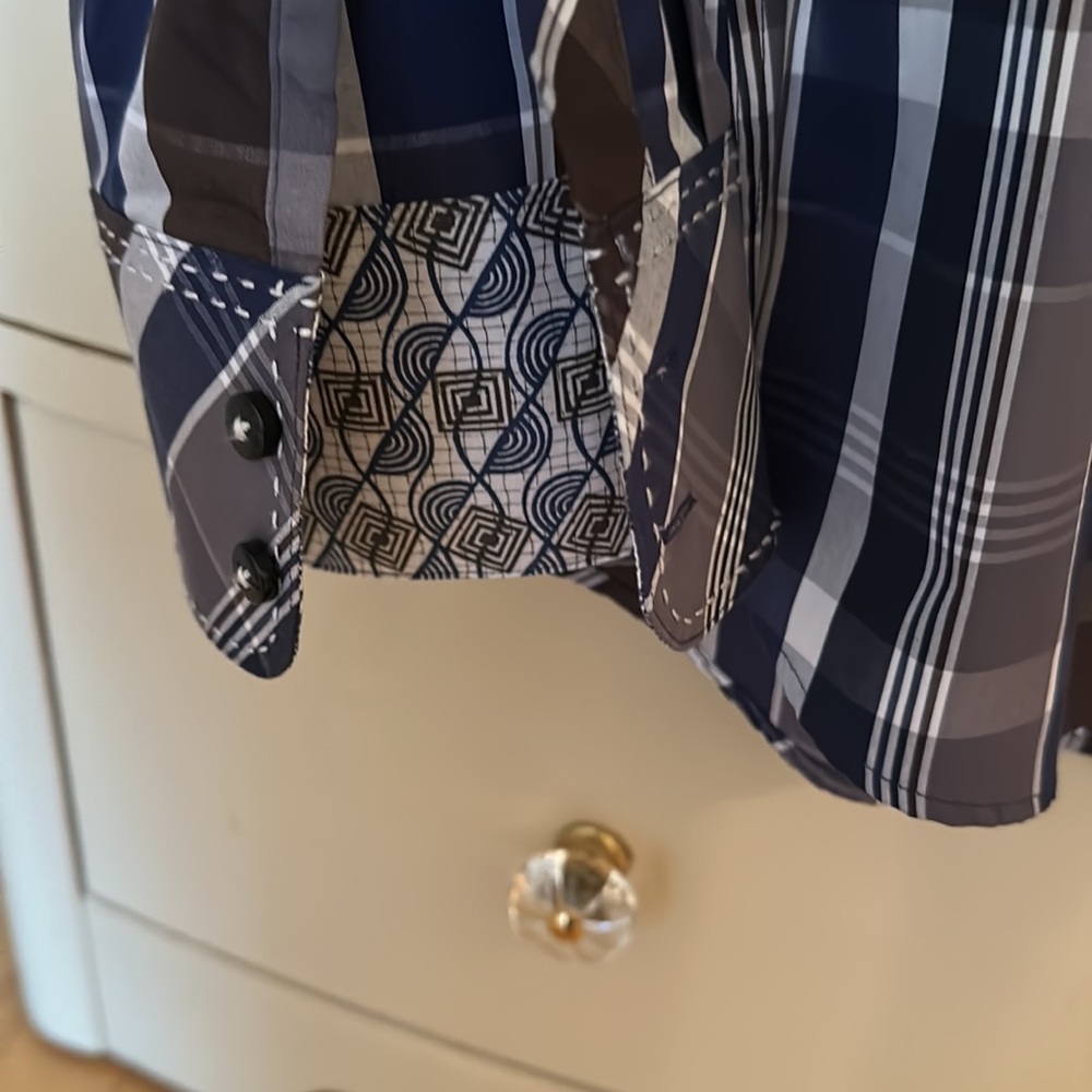 Zagiri Mens Buttondown Blues, Browns, White Stitching BEAUTIFUL XL - Picture 5 of 9